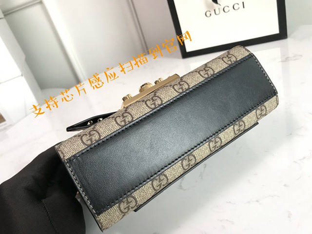 Gucci經典款女包 409487 古馳Padlock系列 晶片版 小號GG肩背包 Gucci鏈條斜挎包  gqy3954